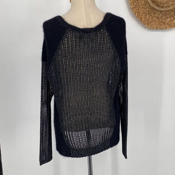 Eileen Fisher Project L Mohair Viscose Wool Blend‎ Metallic Open Knit Round Neck - Picture 5 of 16